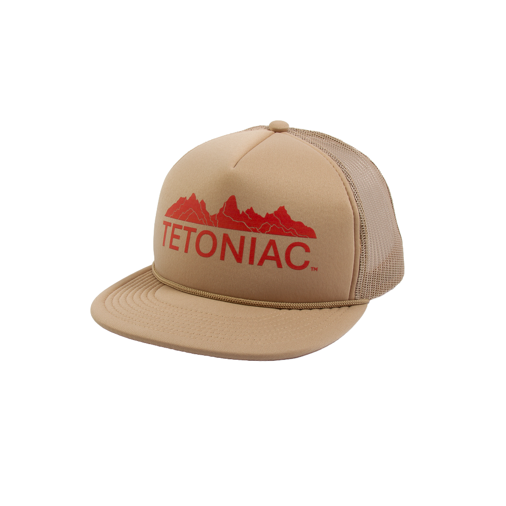 PAKO DESIGNS - TETONIAC® 5 PANEL FLAT BILL FOAM TRUCKER HAT - KHAKI / RED CLAY