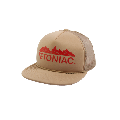 PAKO DESIGNS - TETONIAC® 5 PANEL FLAT BILL FOAM TRUCKER HAT - KHAKI / RED CLAY