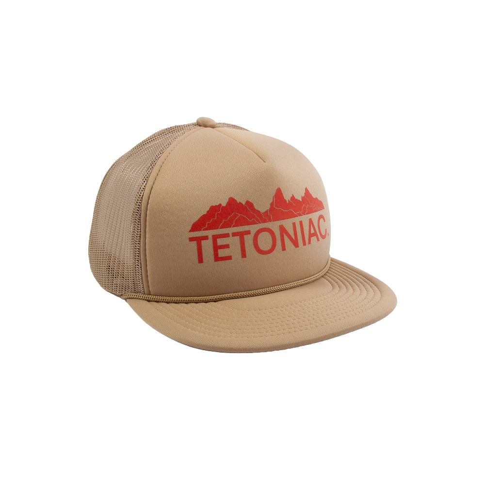 PAKO DESIGNS - TETONIAC® 5 PANEL FLAT BILL FOAM TRUCKER HAT - KHAKI / RED CLAY