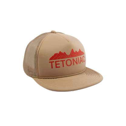 PAKO DESIGNS - TETONIAC® 5 PANEL FLAT BILL FOAM TRUCKER HAT - KHAKI / RED CLAY
