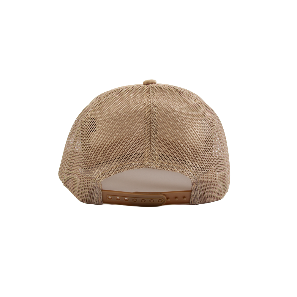 PAKO DESIGNS - TETONIAC® 5 PANEL FLAT BILL FOAM TRUCKER HAT - KHAKI / RED CLAY