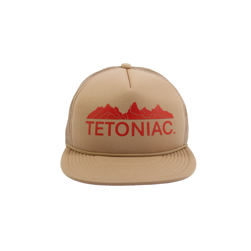 PAKO DESIGNS - TETONIAC® 5 PANEL FLAT BILL FOAM TRUCKER HAT - KHAKI / RED CLAY