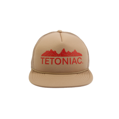 PAKO DESIGNS - TETONIAC® 5 PANEL FLAT BILL FOAM TRUCKER HAT - KHAKI / RED CLAY