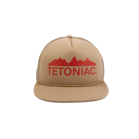 PAKO DESIGNS - TETONIAC® 5 PANEL FLAT BILL FOAM TRUCKER HAT - KHAKI / RED CLAY