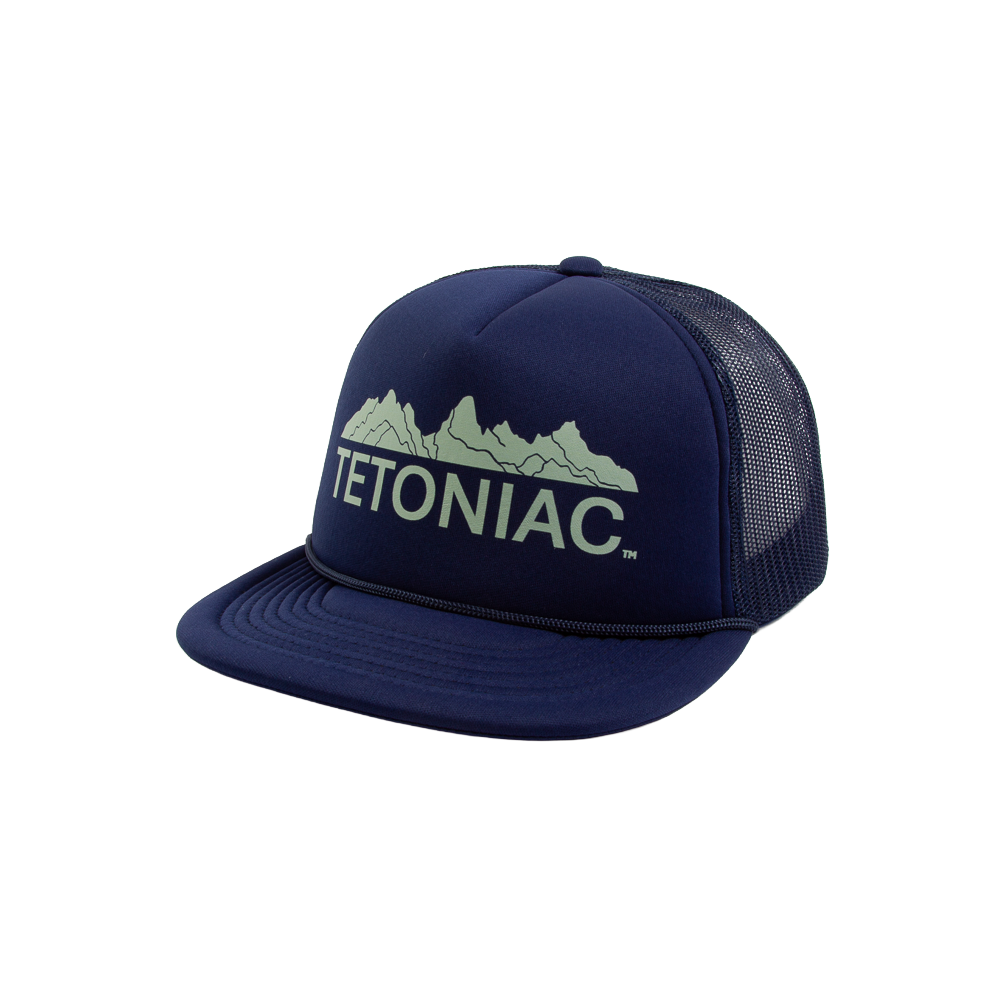 PAKO DESIGNS - TETONIAC® 5 PANEL FLAT BILL FOAM TRUCKER HAT - NAVY / CABBAGE