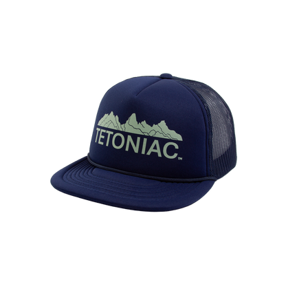 PAKO DESIGNS - TETONIAC® 5 PANEL FLAT BILL FOAM TRUCKER HAT - NAVY / CABBAGE