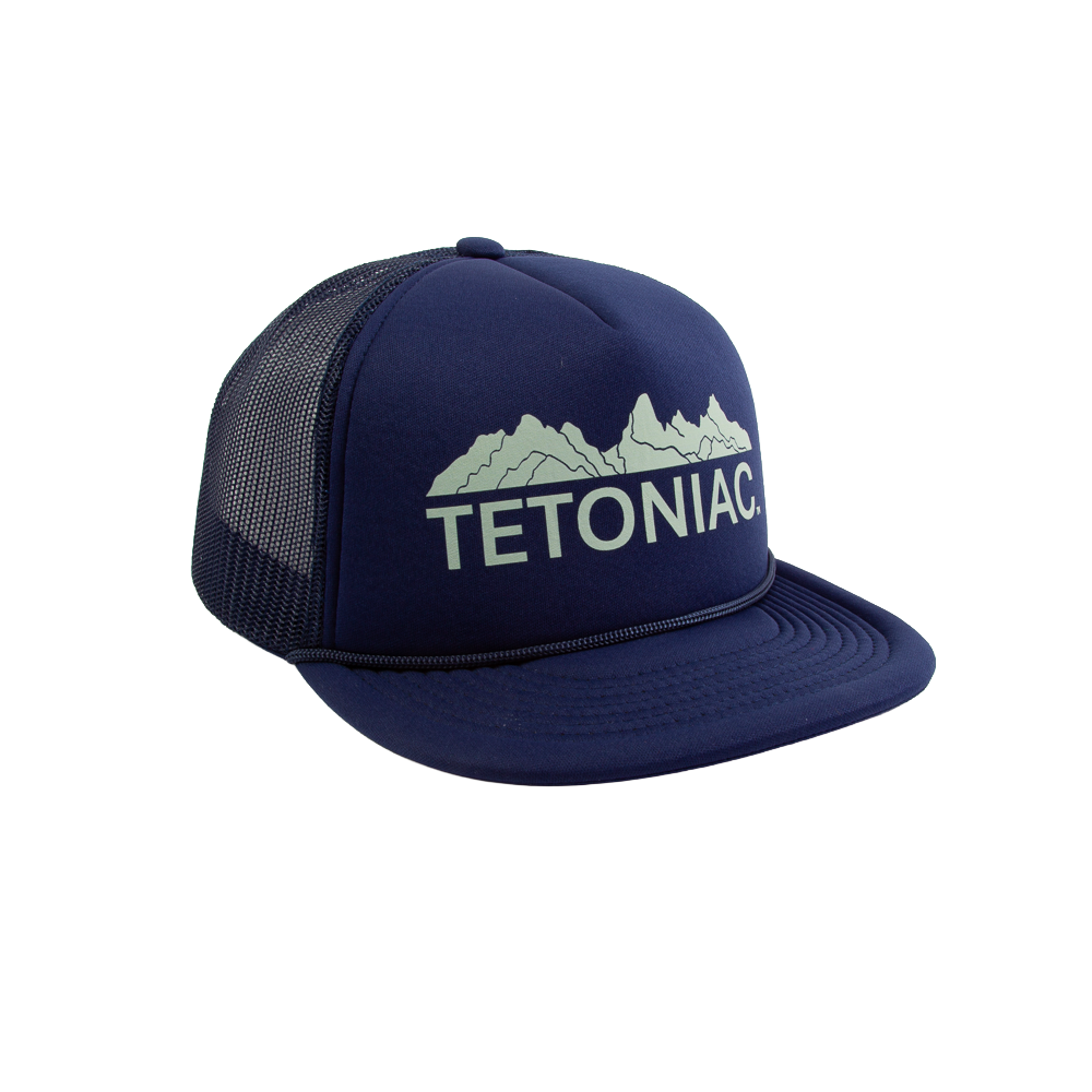 PAKO DESIGNS - TETONIAC® 5 PANEL FLAT BILL FOAM TRUCKER HAT - NAVY / CABBAGE