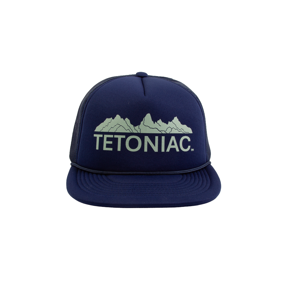 PAKO DESIGNS - TETONIAC® 5 PANEL FLAT BILL FOAM TRUCKER HAT - NAVY / CABBAGE