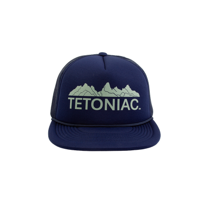 PAKO DESIGNS - TETONIAC® 5 PANEL FLAT BILL FOAM TRUCKER HAT - NAVY / CABBAGE