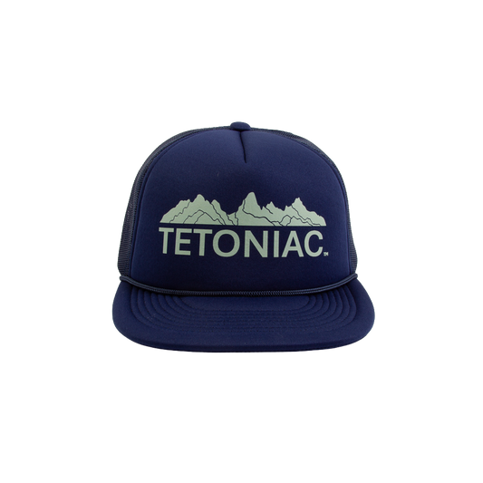 PAKO DESIGNS - TETONIAC® 5 PANEL FLAT BILL FOAM TRUCKER HAT - NAVY / CABBAGE
