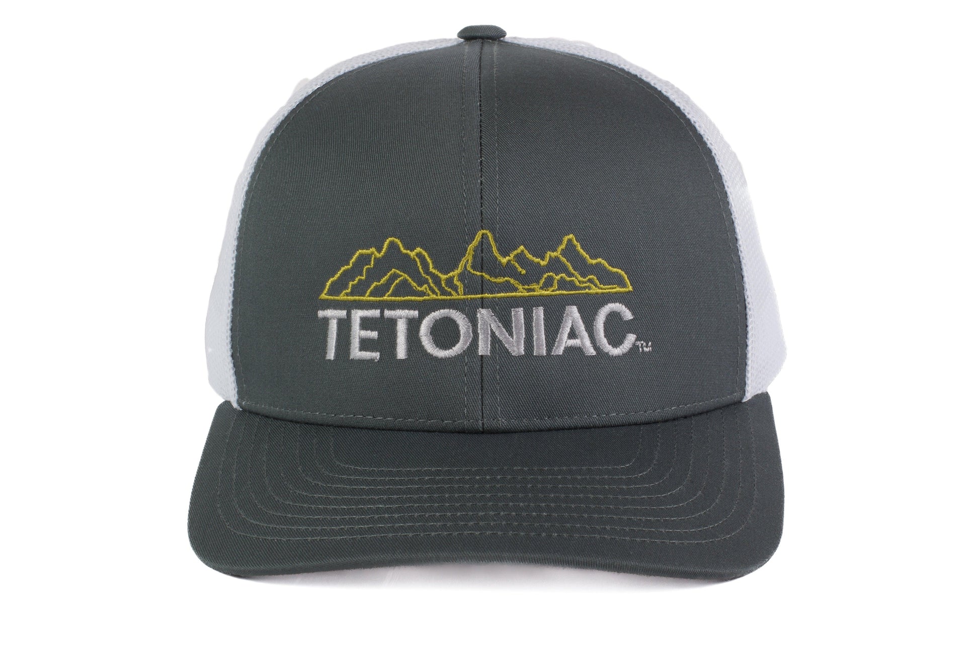EMBROIDERED TETONIAC™ SIX (6) PANEL TRUCKER SNAPBACK - GRAPHITE/WHITE - PAKO Designs