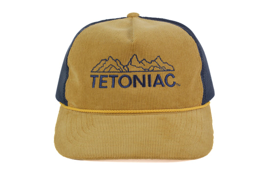 EMBROIDERED TETONIAC™ CORDUROY SNAPBACK - WHEAT/NAVY - PAKO Designs