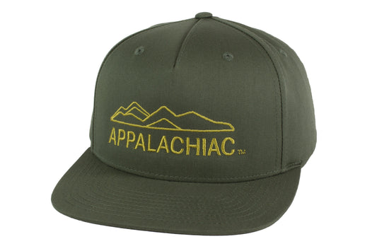 EMBROIDERED APPALACHIAC™ PINCH FRONT STRUCTURED TWILL SNAPBACK - ARMY GREEN - PAKO Designs