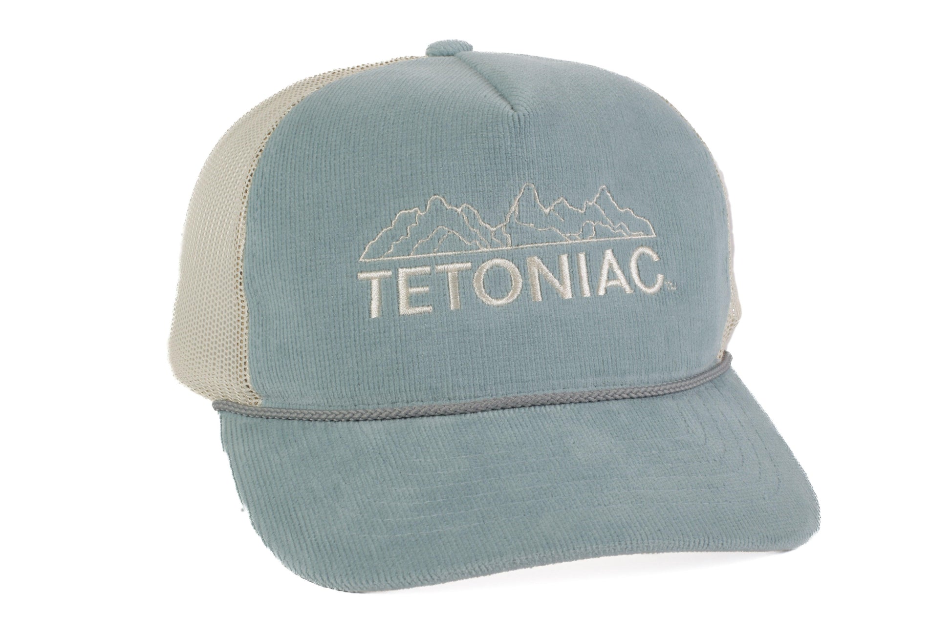 EMBROIDERED TETONIAC™ CORDUROY SNAPBACK - ICE BLUE/CREAM - PAKO Designs