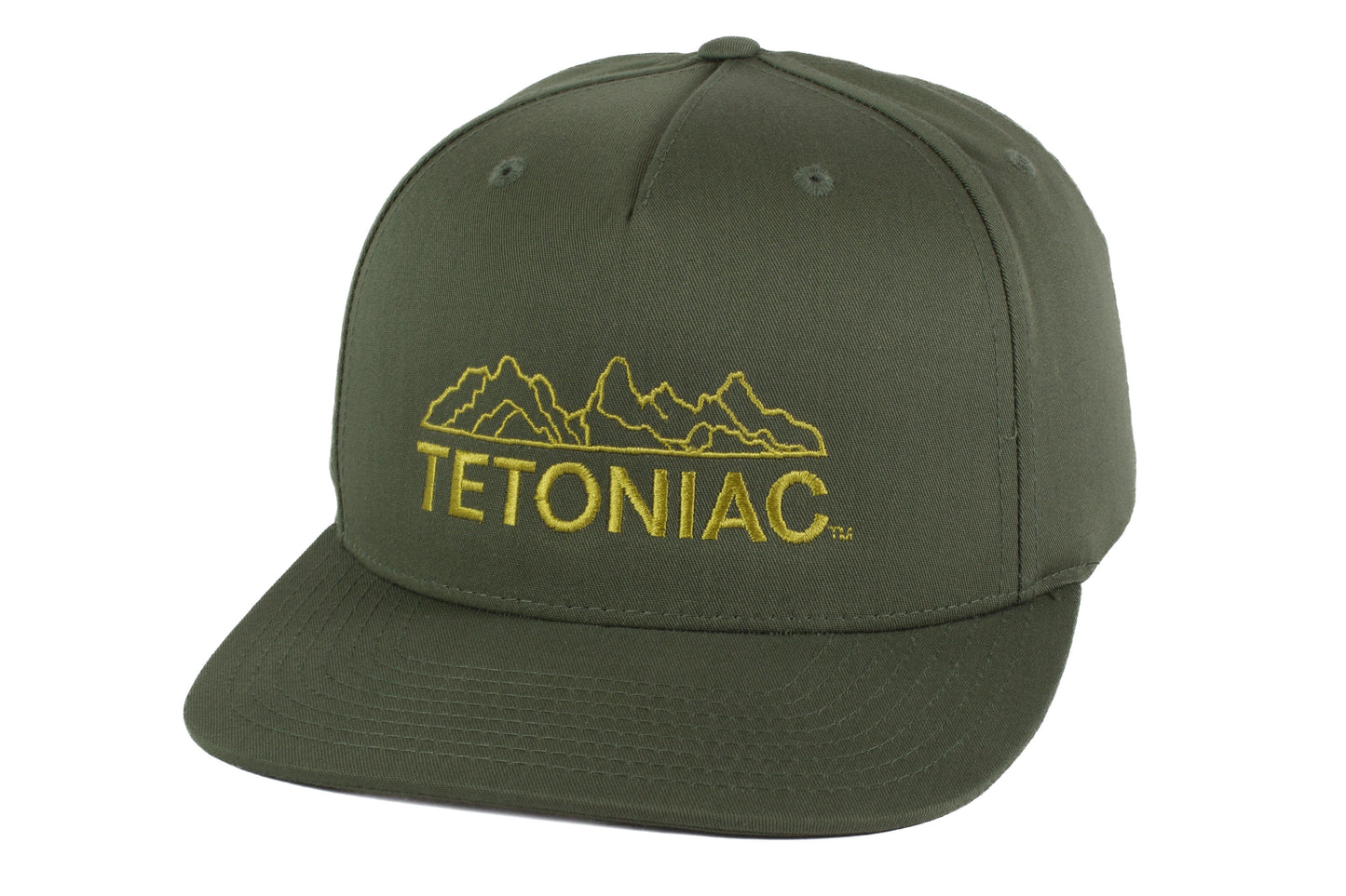EMBROIDERED TETONIAC™ PINCH FRONT STRUCTURED TWILL SNAPBACK - ARMY GREEN - PAKO Designs