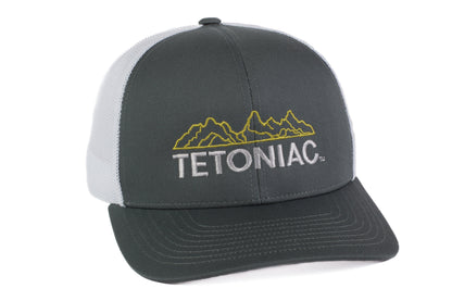 EMBROIDERED TETONIAC™ SIX (6) PANEL TRUCKER SNAPBACK - GRAPHITE/WHITE - PAKO Designs
